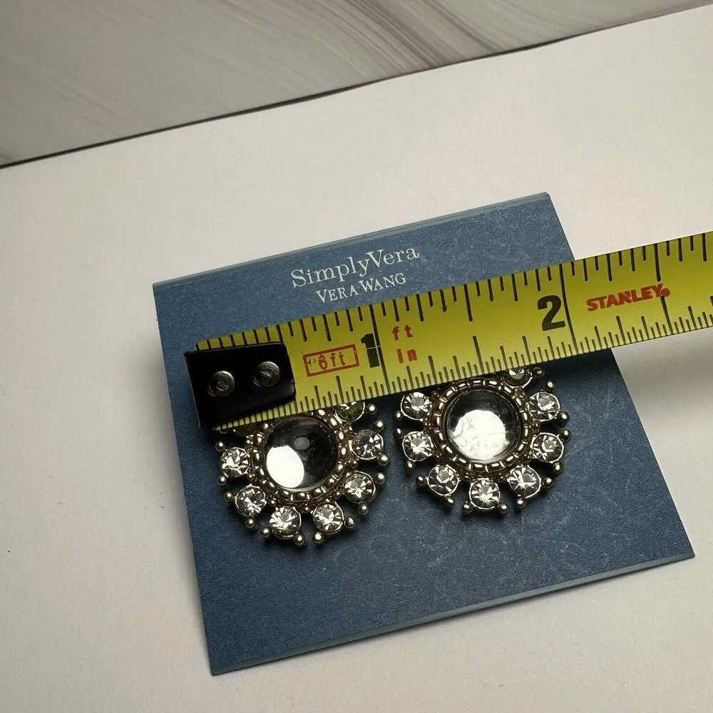 Simply Vera Vera Wang Rhinestone & Gold Tone Large Stud Pierced Earrings NWT - Image 6