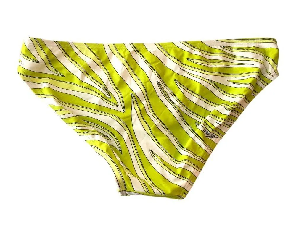 Michael Kors Bikini Bottom Ring Detail Striped Limeade Green L - Image 4
