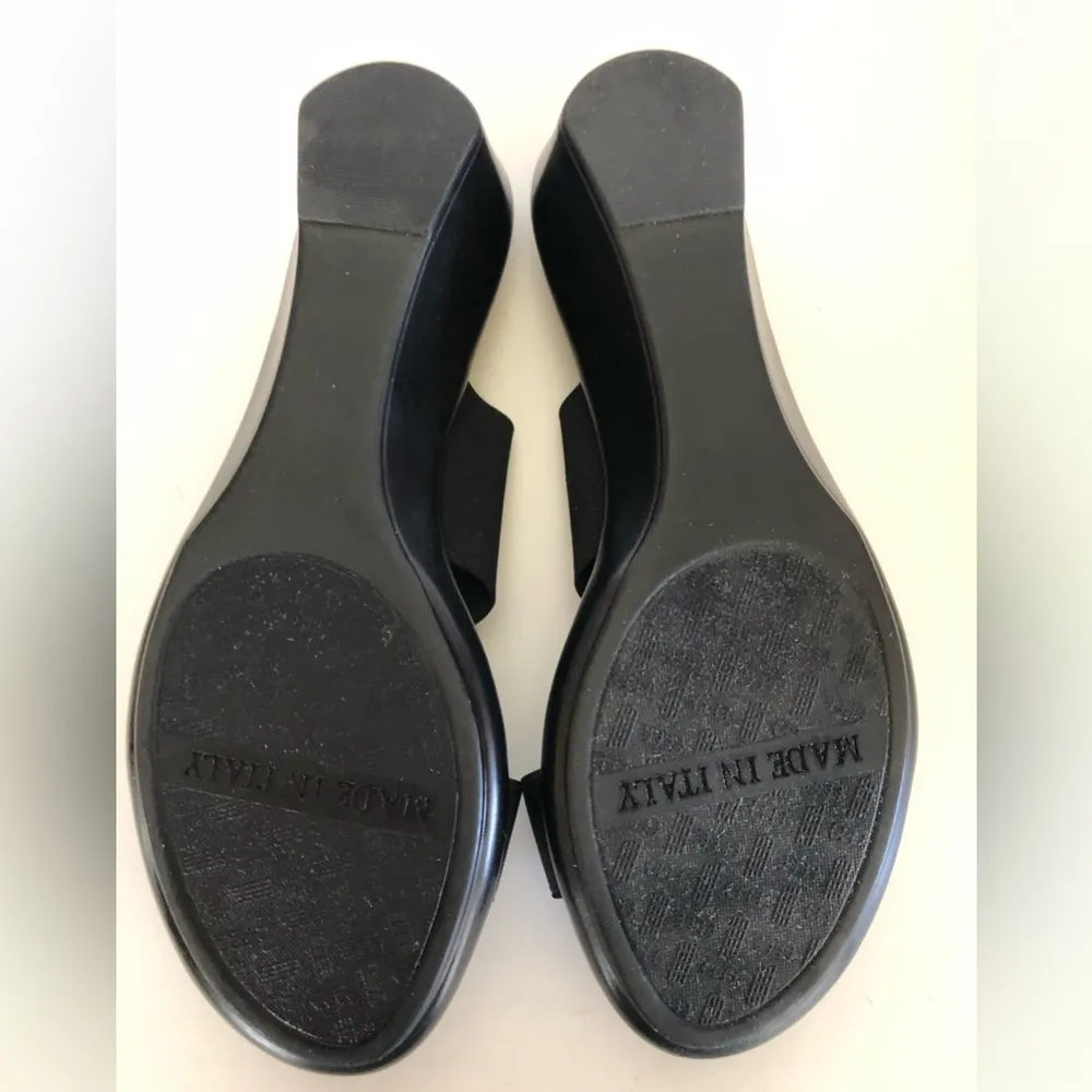 ITALIAN SHOEMAKERS FLEX SIZE 8M Womens Slip On Wedge Sandals Embellished Black - Image 2
