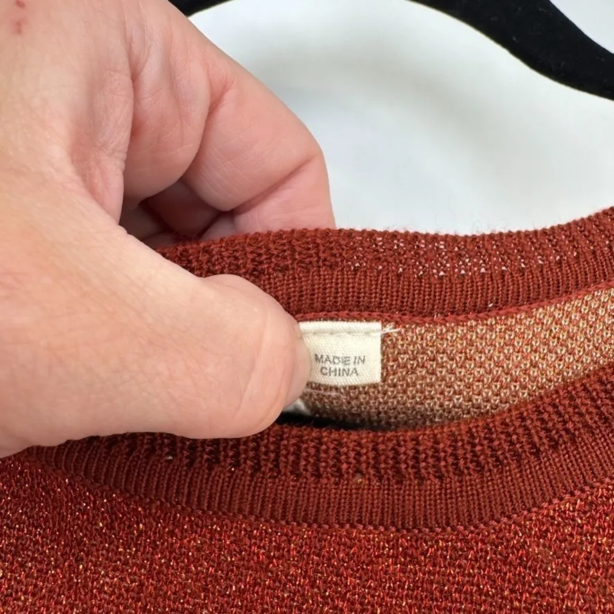 Cotton & Rye Sweater Womens L Metallic Orange Tan Coyote Southwest Print Acrylic Size L - Image 6