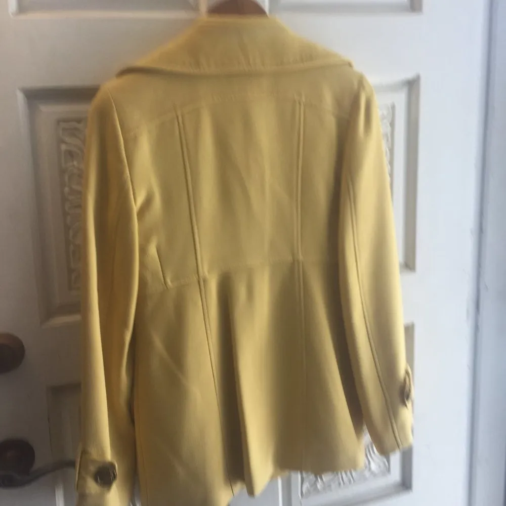 Womens Yellow Blazer Long Sleeve Jacket Coat Casual Gold Buttons Size M Size M - Image 3