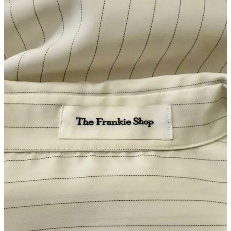 The Frankie Shop - Lui striped crêpe oversized shirt in off white Women's XS - Image 7