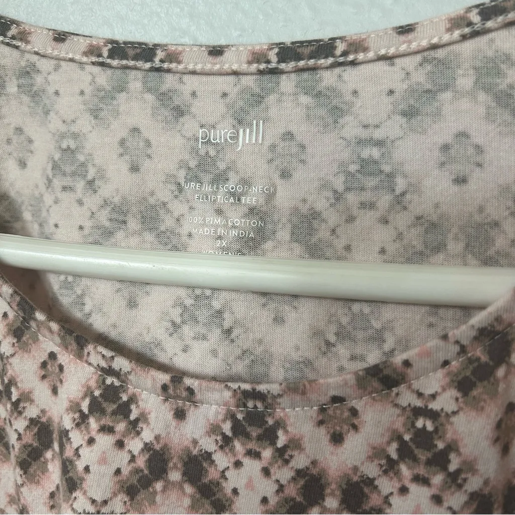 J Jill pure jill scoop neck elliptical tee Pima cotton size XXL geometric print - Image 6