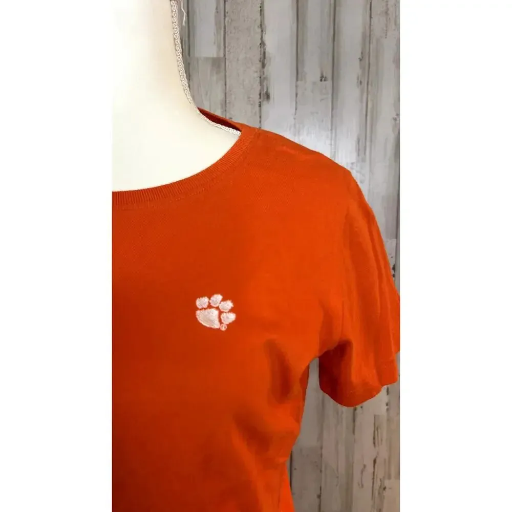 L.A.T Women's Medium Clemson Tigers Orange Short Sleeve Crew‎ Neck T - Image 2