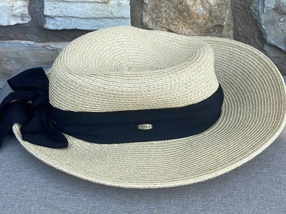 Scala beige straw hat with black ribbon - Image 3