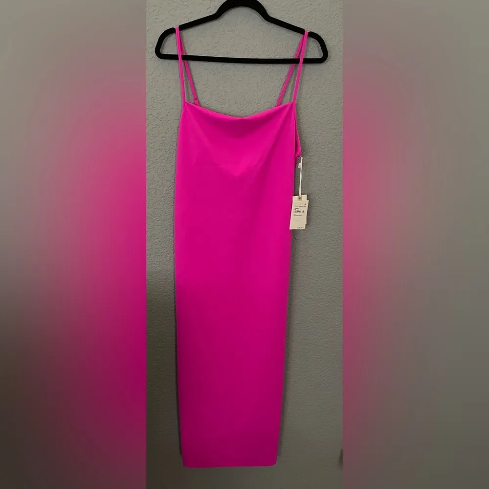 NWT Good American Scuba Midi Dress Fuchsia Pink Color Size L/XL - Image 3