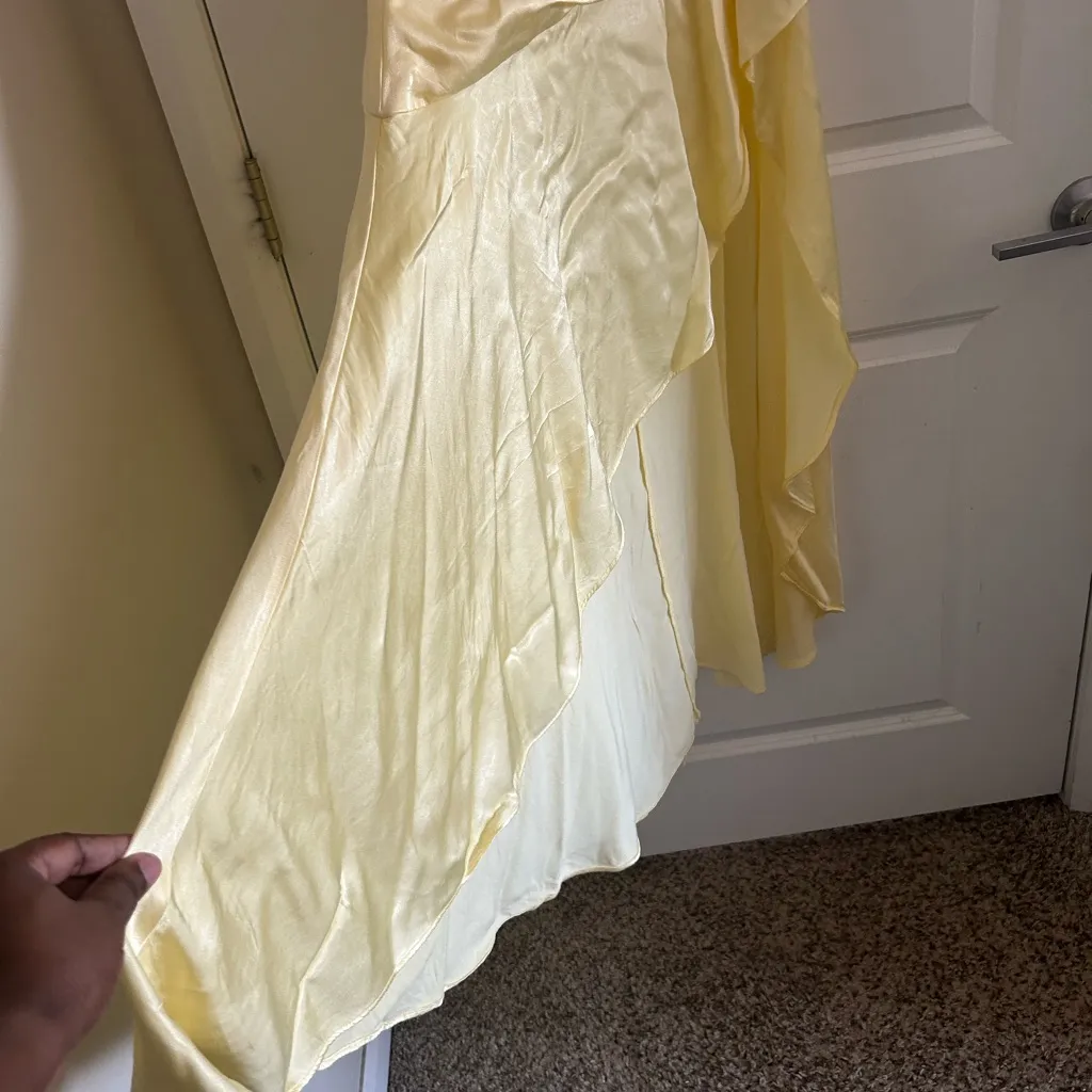 Bardot  Gold Asymmetrical Sundress Spaghetti Strap - Image 4