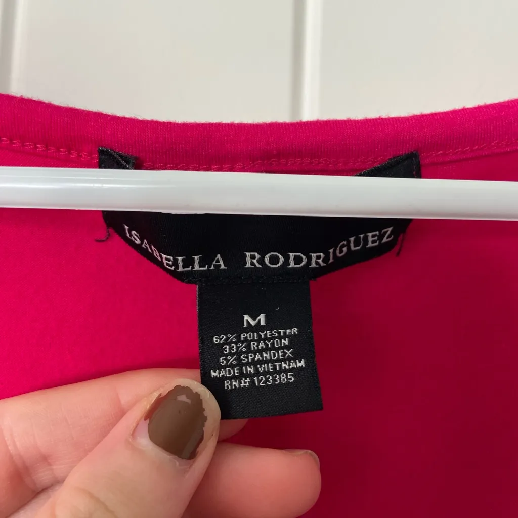 EUC Isabella Rodriguez women’s bright pink pocket scoop‎ neck tunic top blouse M - Image 3