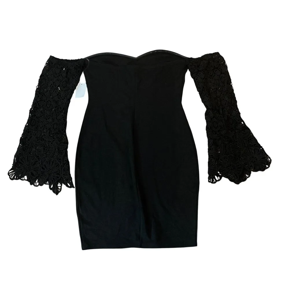 Charlotte Russe Women's Lace Long Sleeve Off Shoulder Backless Split Bodycon Ban - Image 3