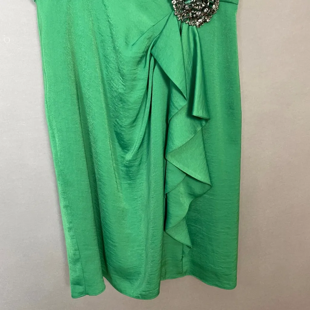 BCBGMaxAzria Strapless Dress‎ Brooch Larre Kelly Green Sz 10 Cocktail Homecoming - Image 7