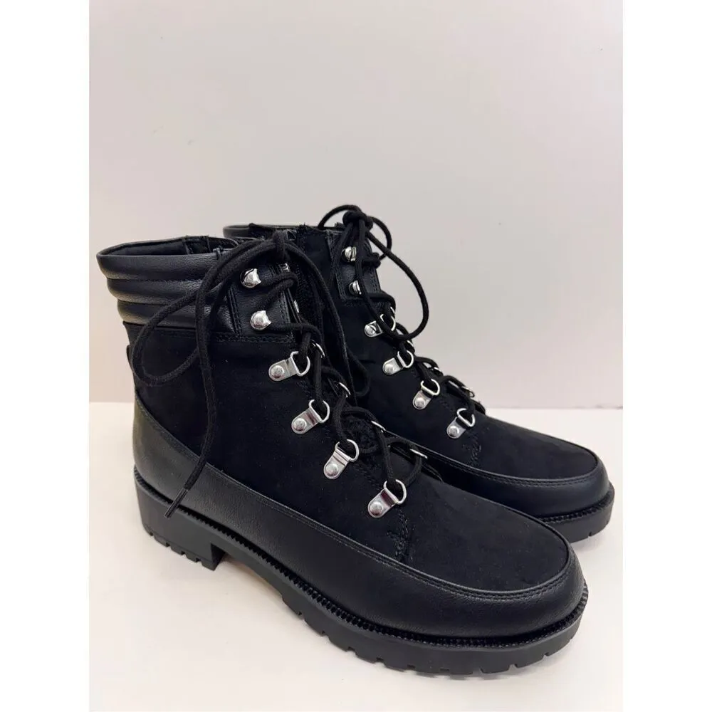 Style & Co Winter Boots Size 8 Black Lace Up‎ Block Heel Memory Foam Comfort - Image 2