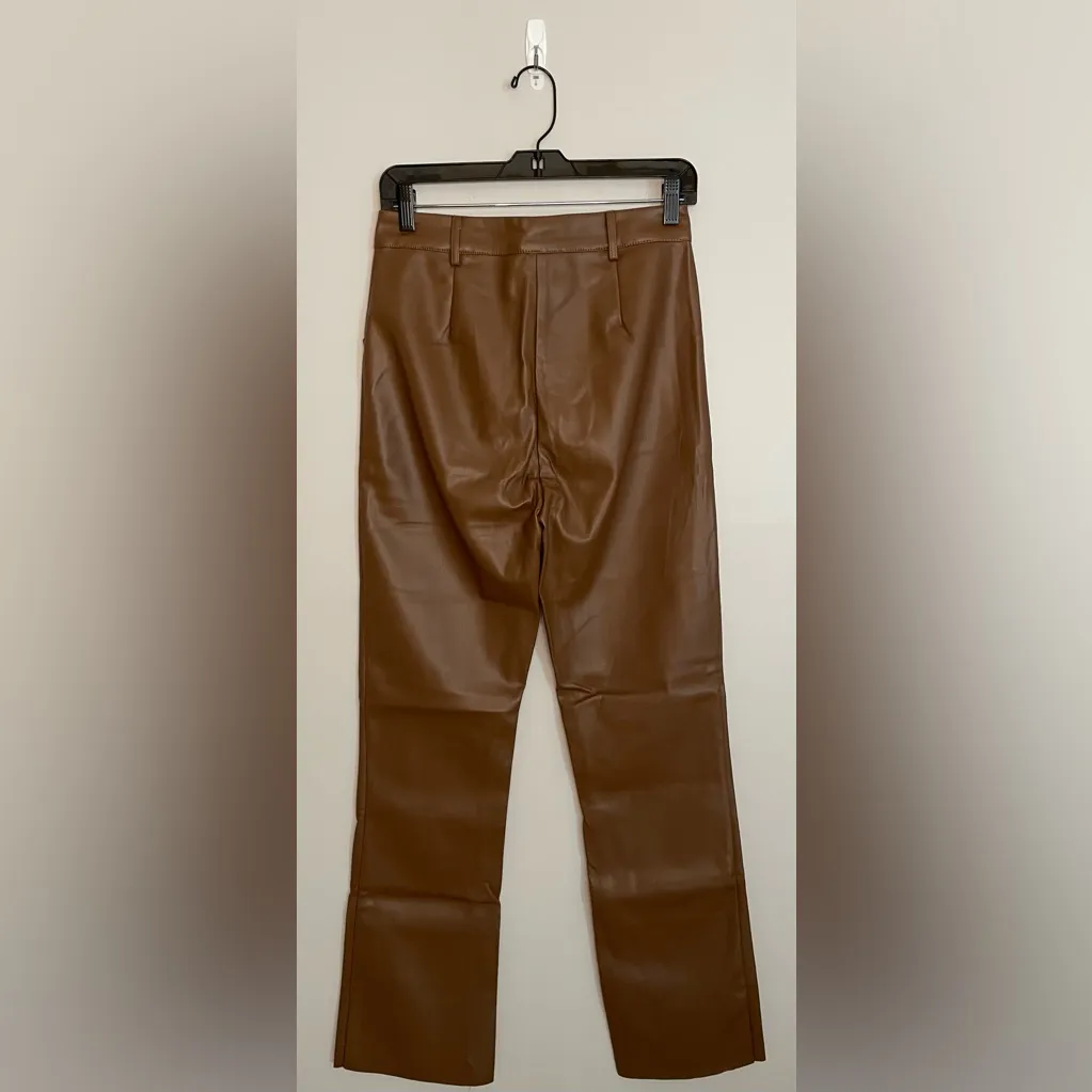 Amazon - HDE High Waist Straight Leg Faux Leather Pants, Brown, Size S, NWOT - Image 7
