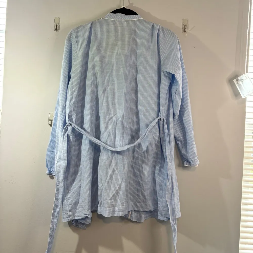 Japna Lounge Pajama Set Womens Sleepwear Robe Shorts Blue Striped Cotton Blend S - Image 3