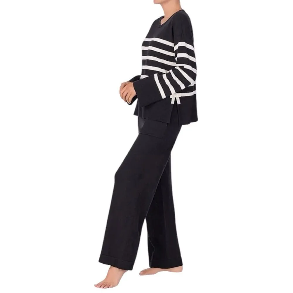 Kate Spade NWT Size XL Black White Mariner Striped TWO PIECE Pajamas Lounge Set - Image 3
