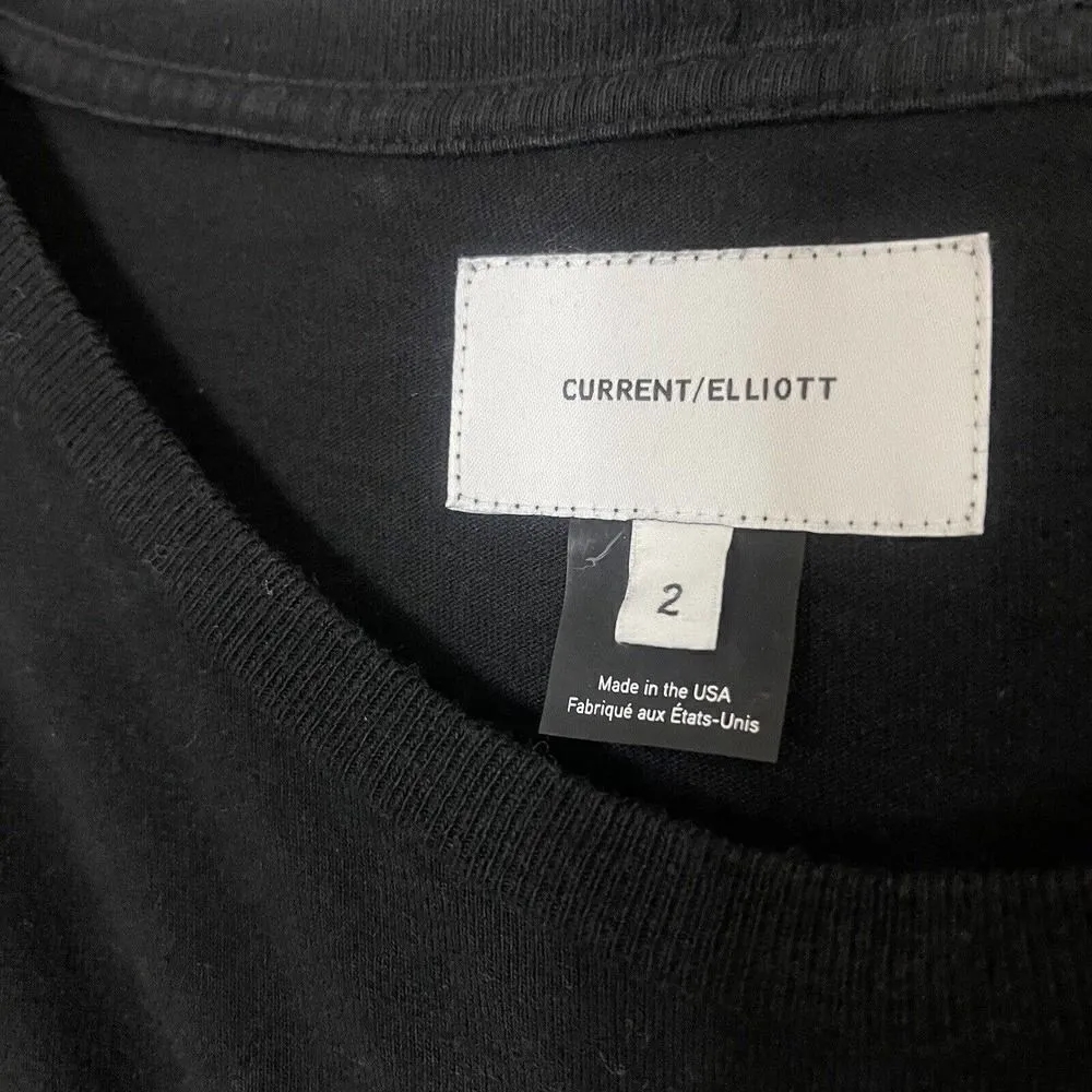current elliott ruffle hem black short sleeve cotton tshirt dress size medium 2 - Image 2