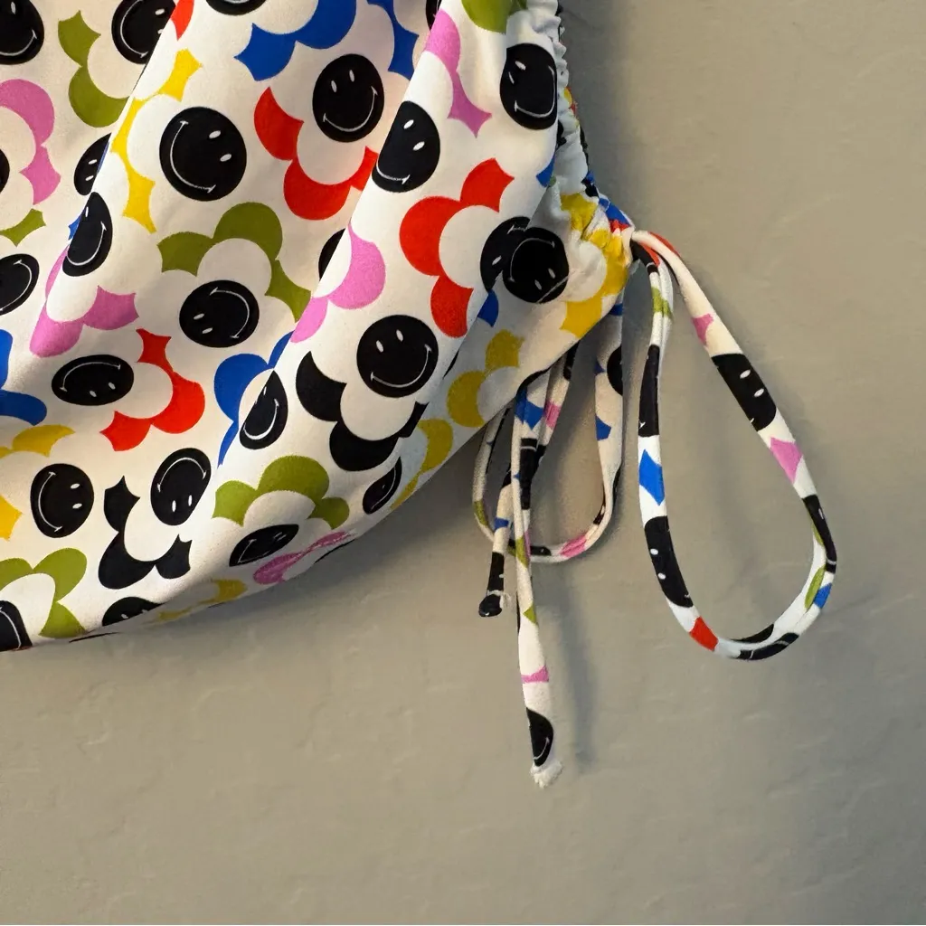 Maaji Happy Asteracea Alison Short Skirt rainbow floral smiley face large NWOT - Image 14