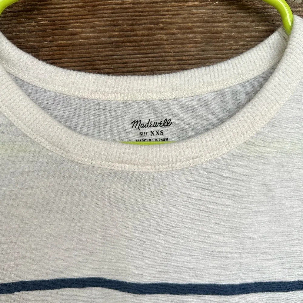 Madewell Whisper Cotton Rib-Crewneck Ringer Tee in Nautical Stripe-Size XXS - Image 3