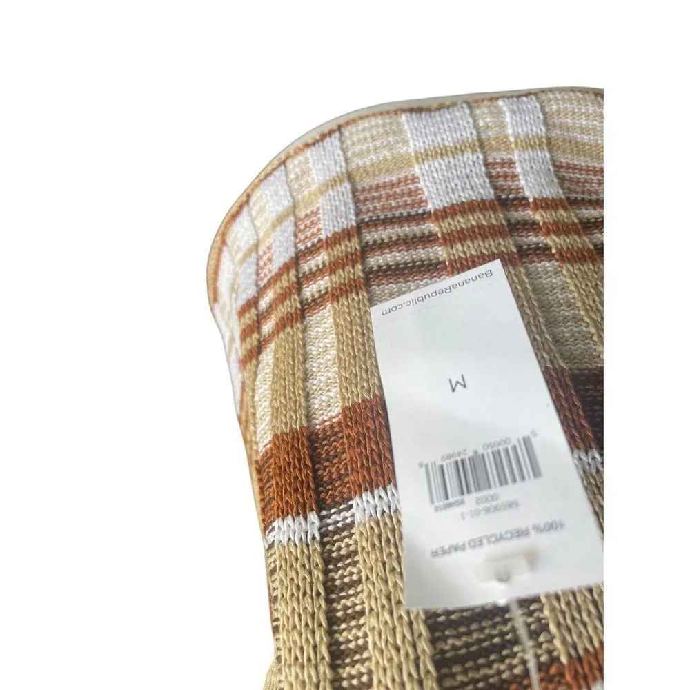 NWT Banana Republic Plaid Knit Cropped Sweater Tank Brown M - Image 4