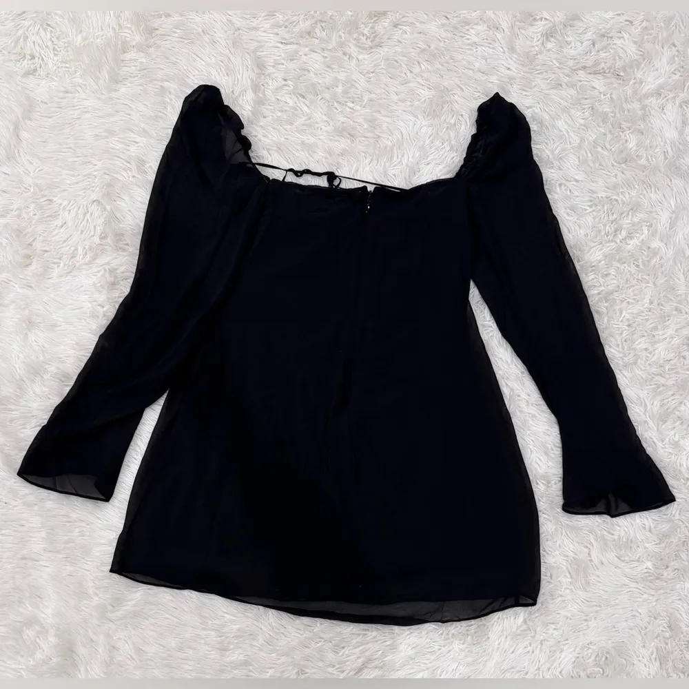 NWOT House of CB Babydoll Black mini long sleeves Dress sz L plus cup - Image 9