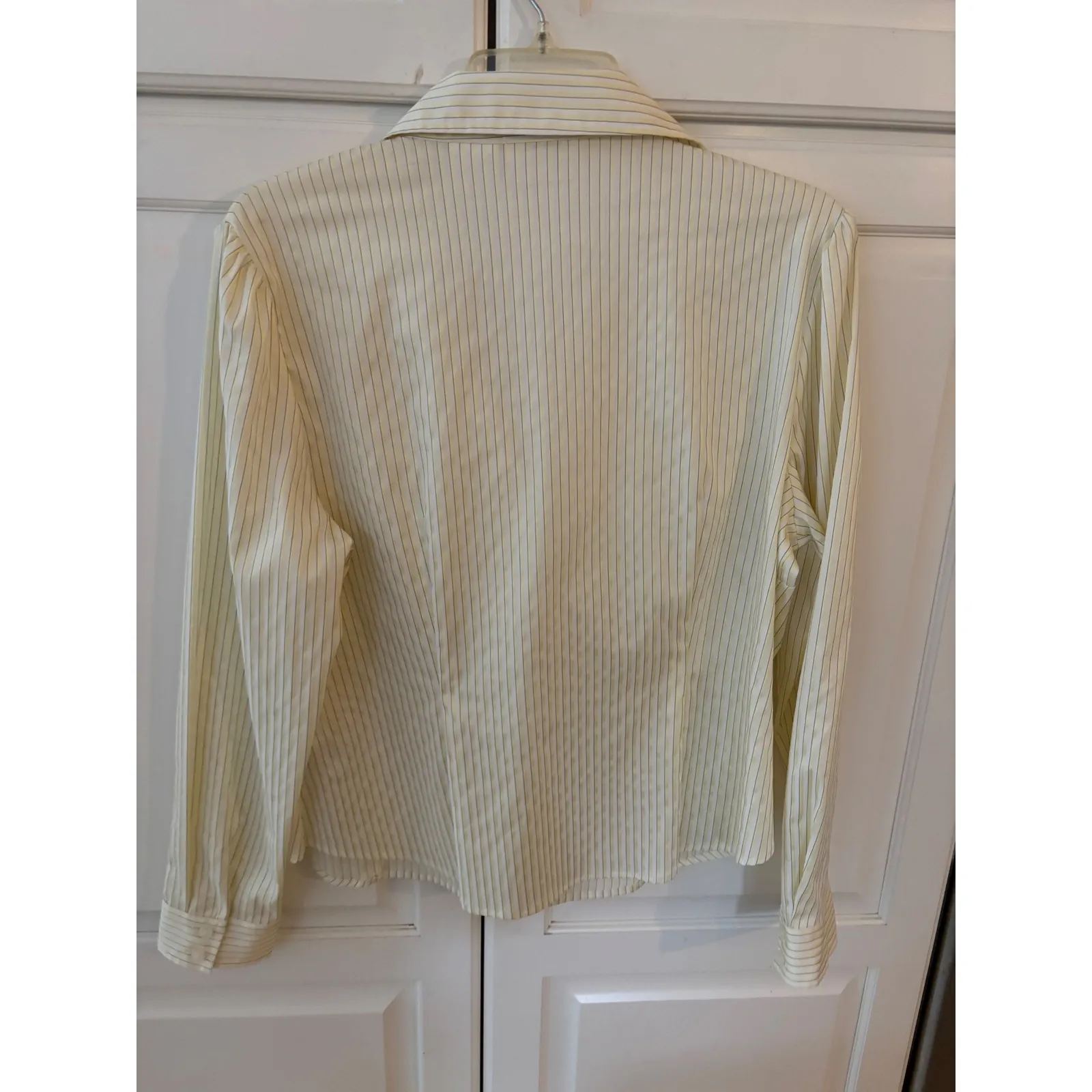 Worthington Petite Stretch Yellow Pinstripe Button Up Shirt Blouse Women 16P - Image 5