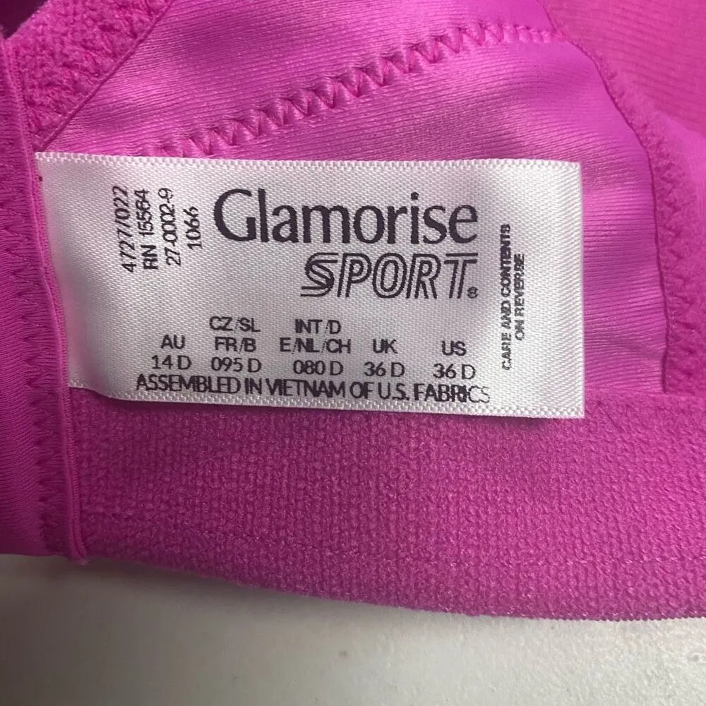 GLAMORISE‎ Sport Bra Hot Pink Size 36D New Without Tags - Image 6