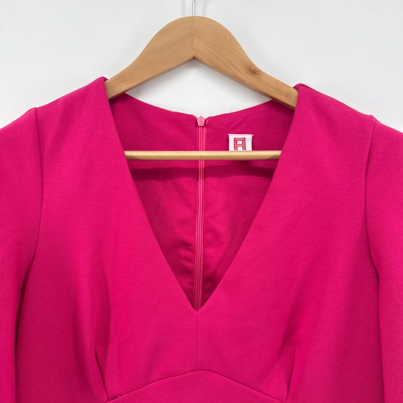 Amanda Uprichard Hot Pink Mini Dress Large V-Neck‎ Flutter Sleeve Party Cocktail - Image 3