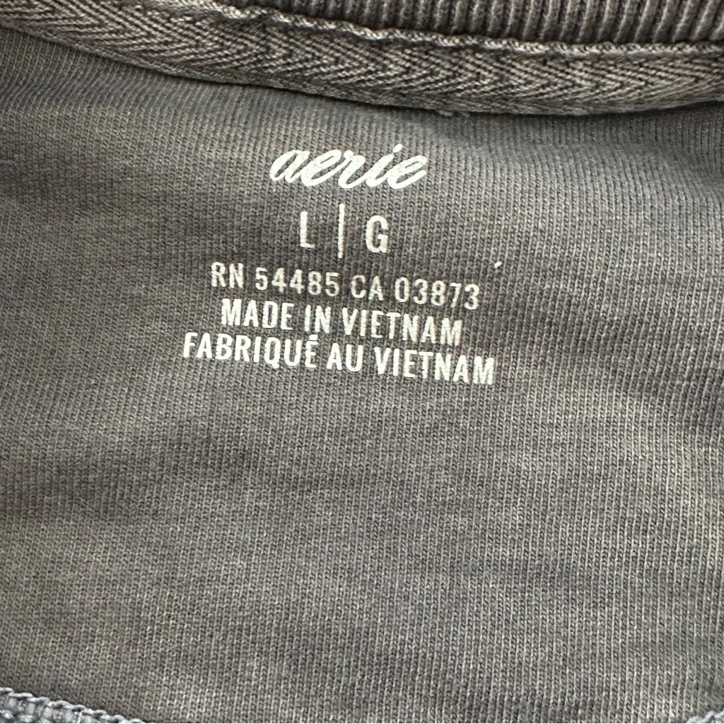 Aerie Charcoal Long Sleeve cotton raw edge sweatshirt L - Image 3
