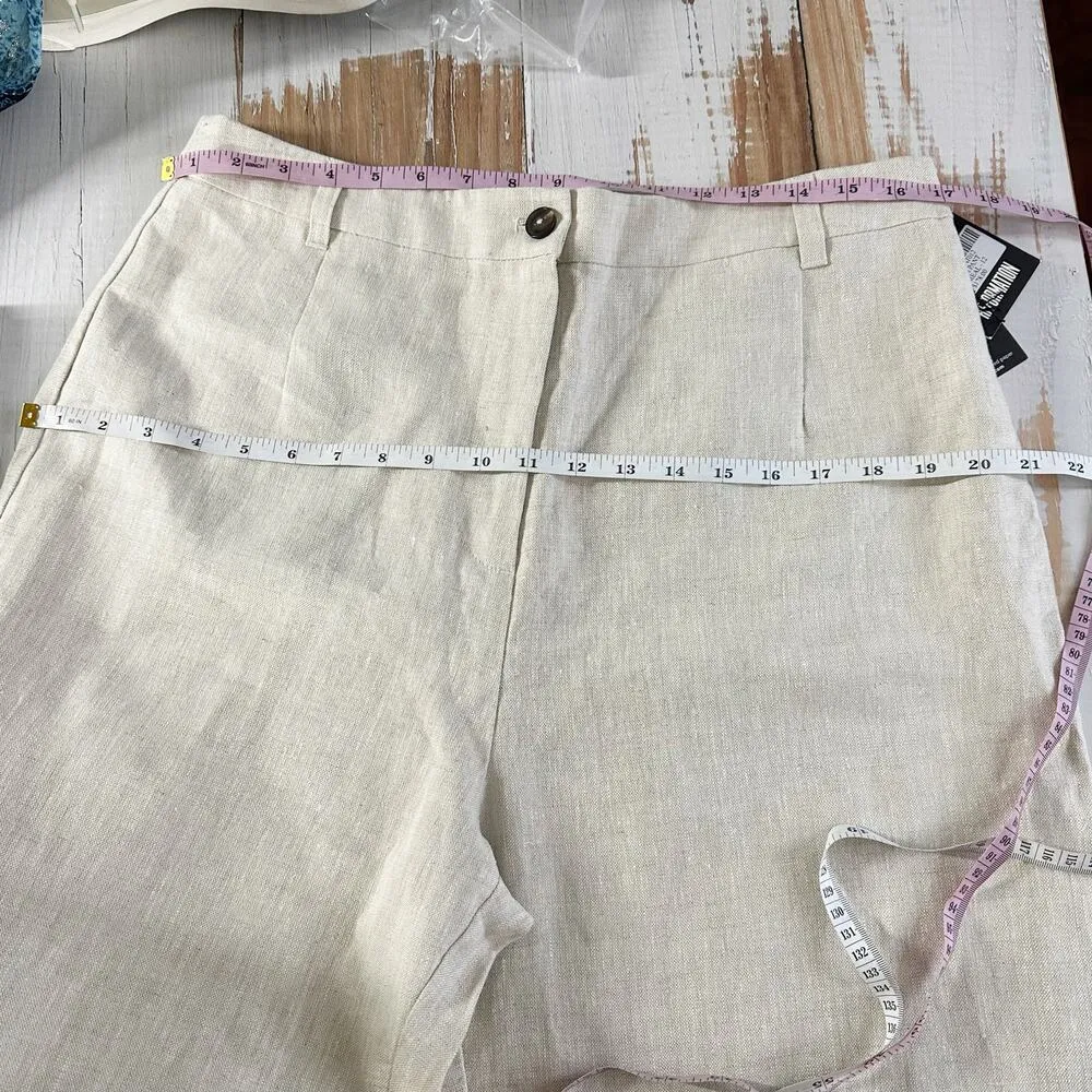 Reformation Tahiti Linen Pants Oatmeal Size 12 Cropped Neutral Minimalist - Image 8