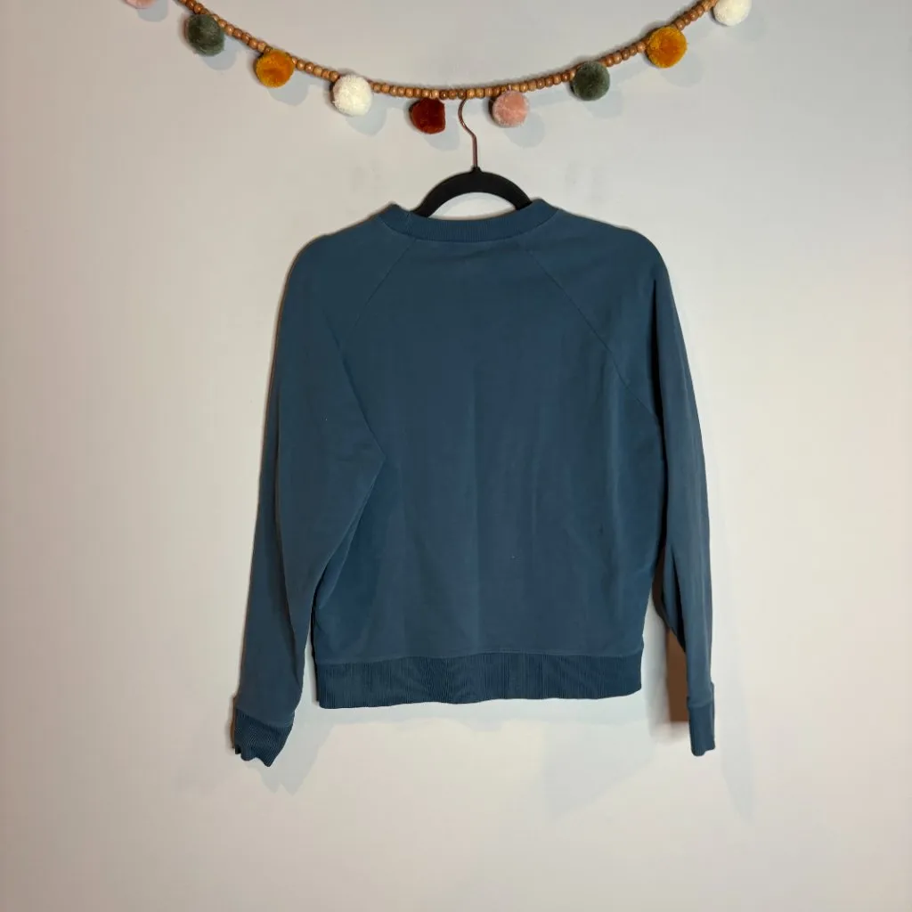UNIVERSAL STANDARD Blue Riley Raglan Zip Pullover Crew Neck Sweater - Image 5