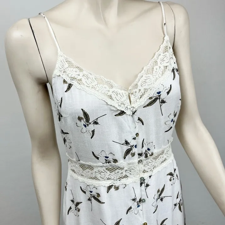 Lush White Floral Button Front Sleeveless‎ Sundress - Image 5