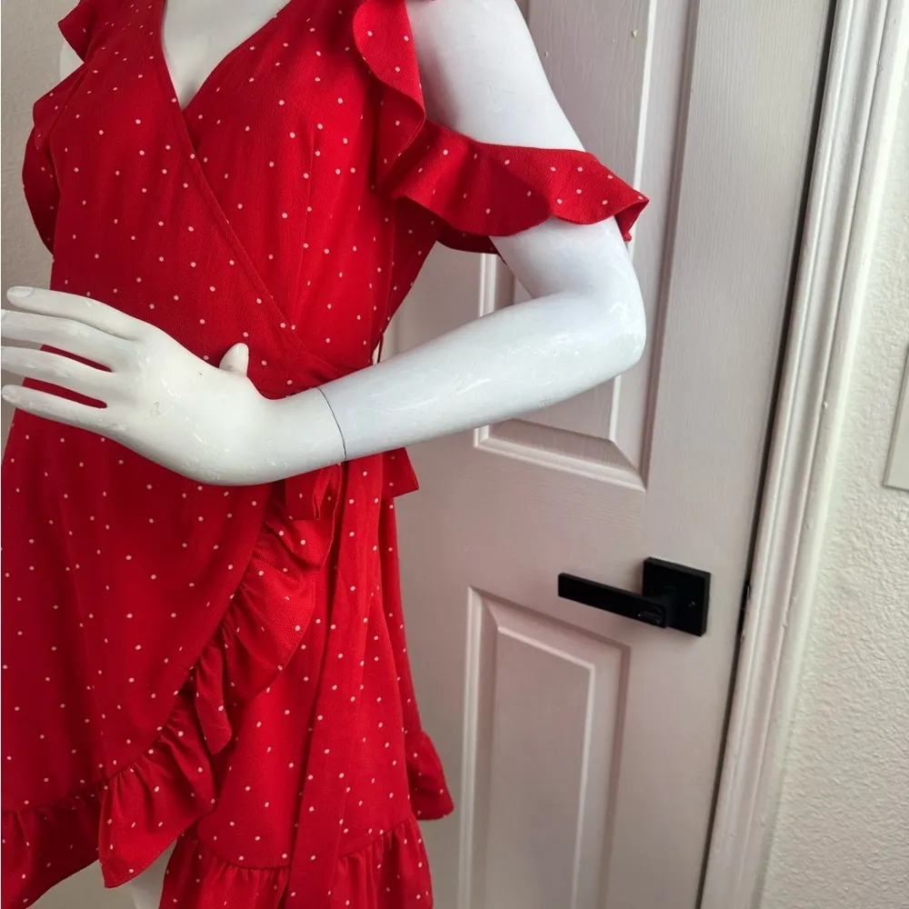 She + Sky Ruffle Dress Burgundy Maroon Dark Red Size L.   B15 - Image 3