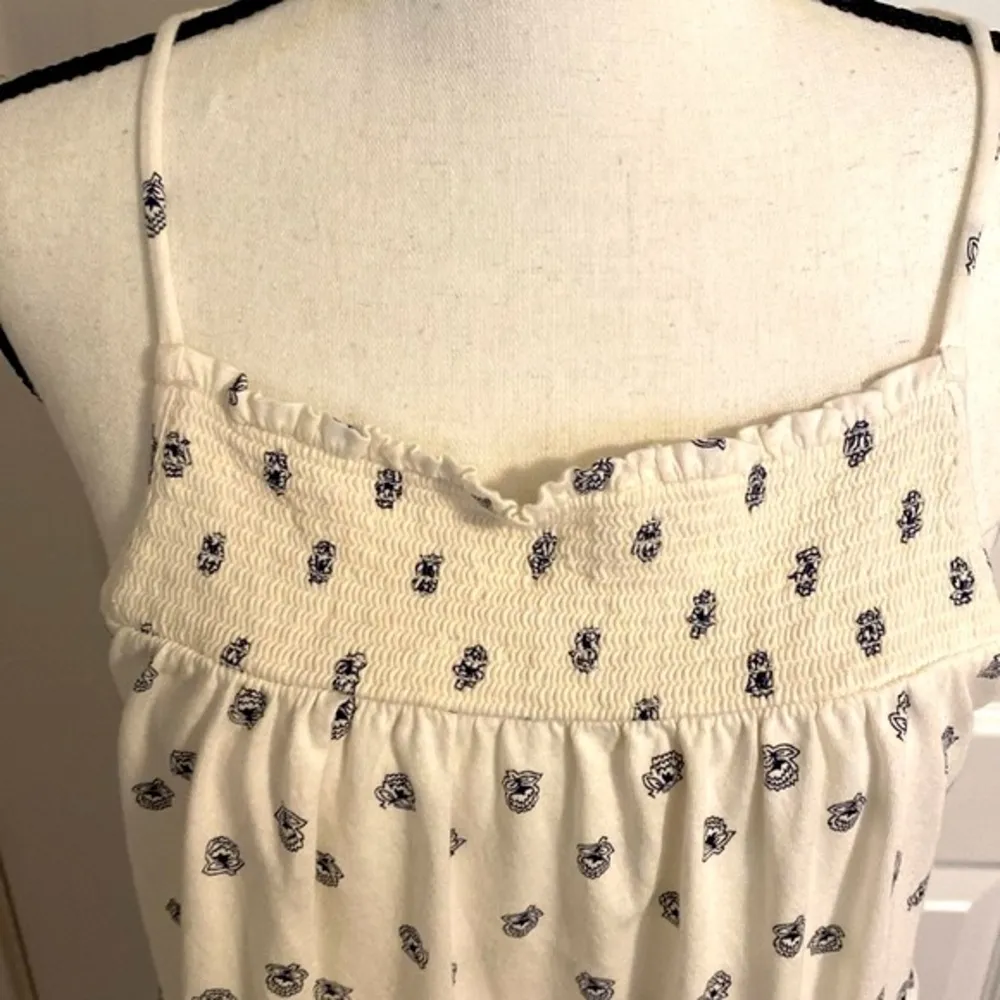 Old Navy|| White/navy print spaghetti strap baby doll tank top - Image 2