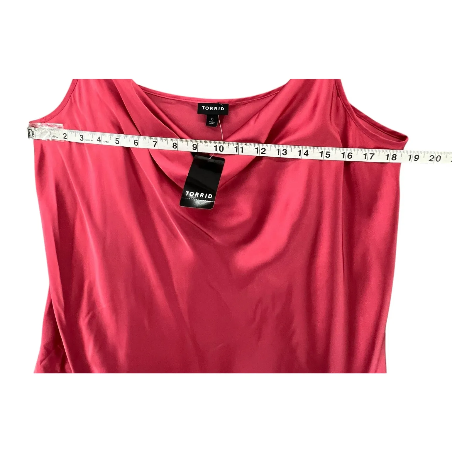 Torrid Cami Top Womens L Holly Berry Red Satin Cowl Neck Party Casual Glam NEW - Image 7