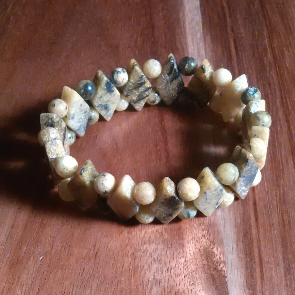 Yellow Turtle Jasper Princess Stretch Bracelet - Image 6
