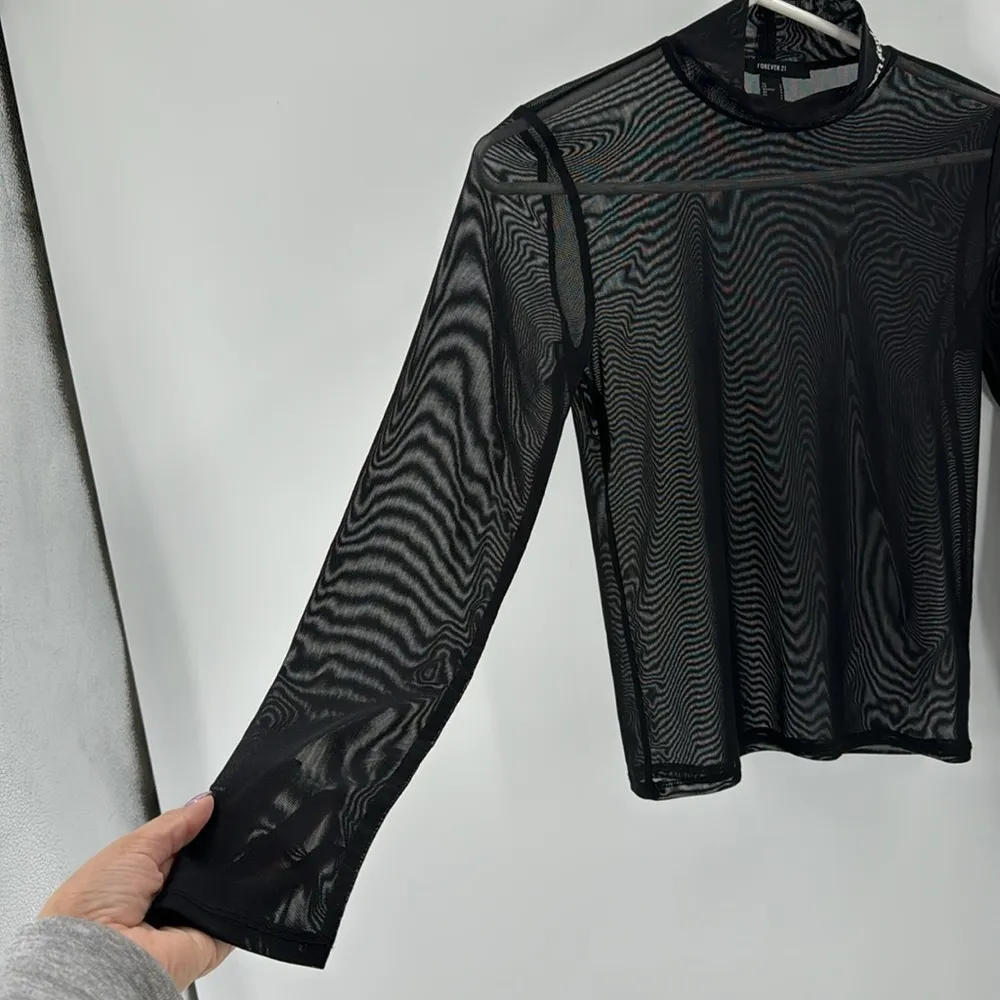 Forever 21 sheer cropped long sleeve heaven sent goth dark academia Y2K top - Image 3