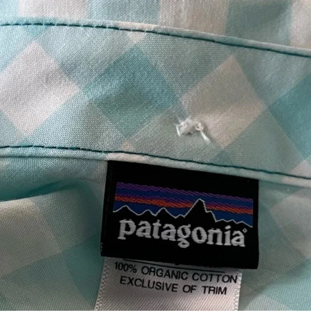 woman’s light green and white plaid 100% organic cotton shirt, size 6 - Image 5