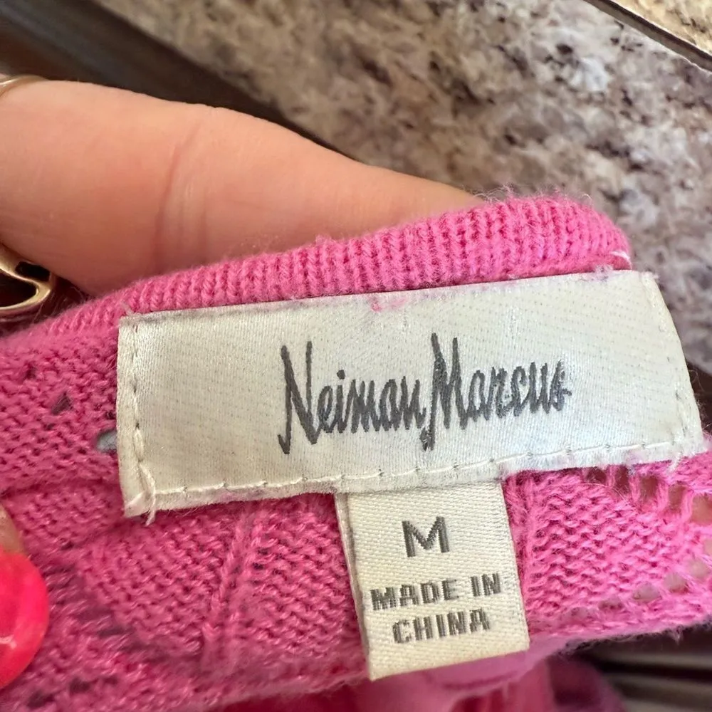 Neiman Marcus Pink Ruffled Flutter Sleeve Blouse - Image 7