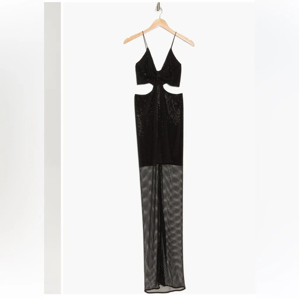 Alice + Olivia Havana embellished mesh cutout maxi dress in black Sz 0 $795 - Image 3