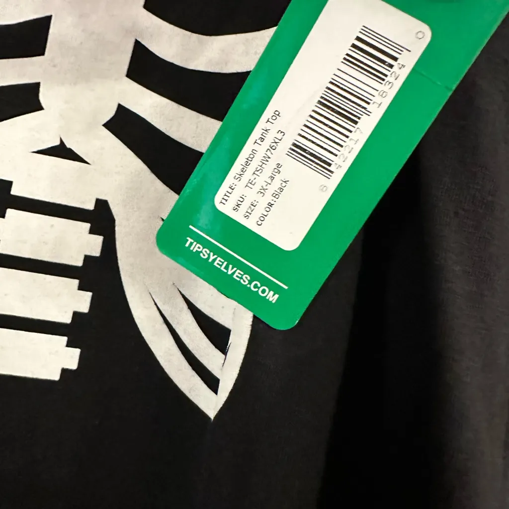 Tipsy Elves  Black Tank Top with White Skeleton Design - Image 3