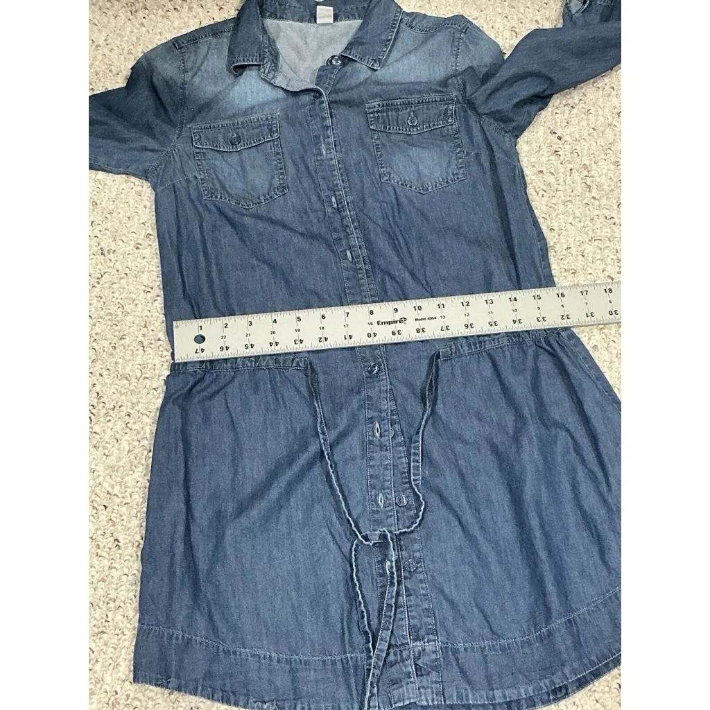 Womans Old Navy Utility Chambry 3/4 Sleeve Casual Denim Button Up Dress Sp - Image 7