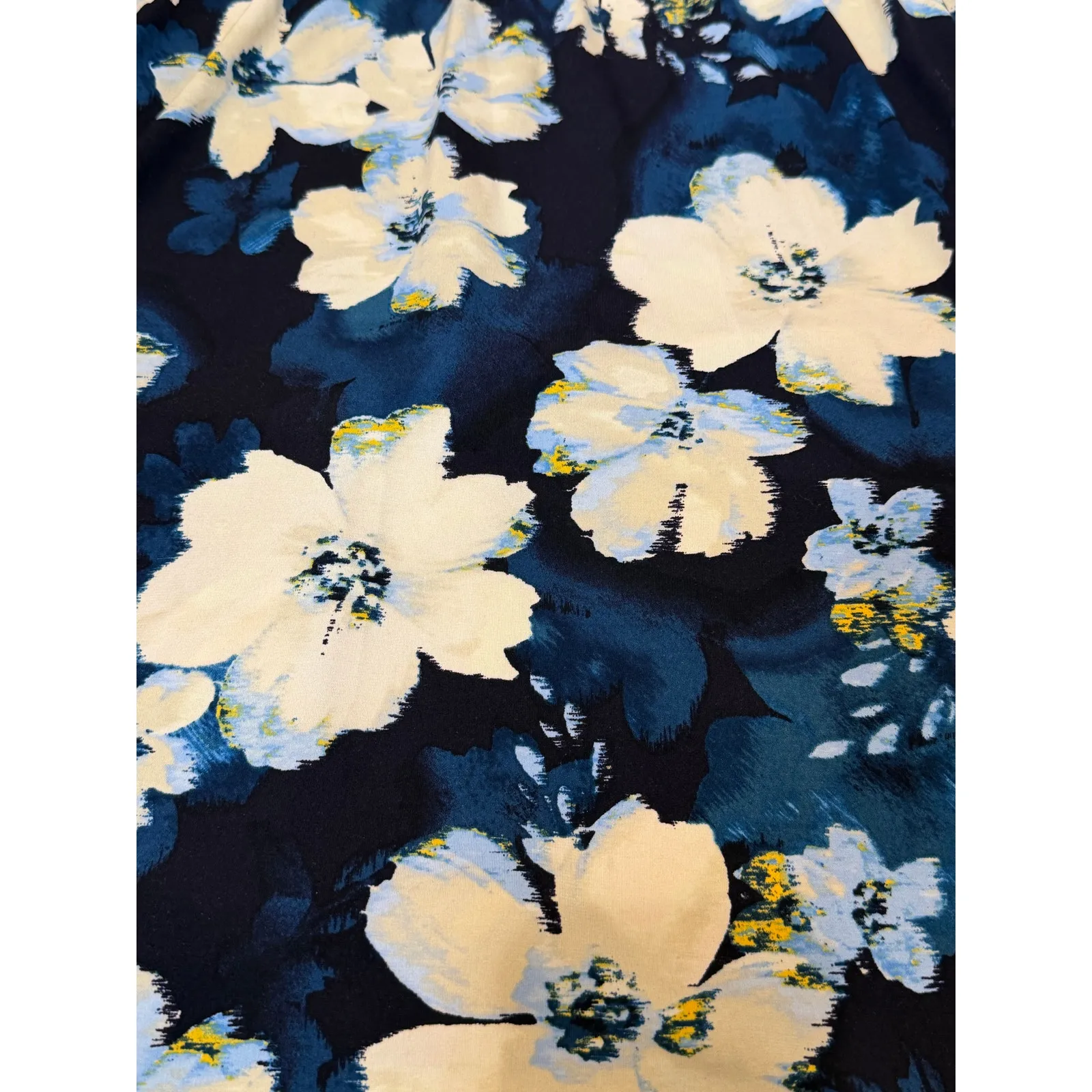 Maggy London Floral Dress Womens US 6 Navy Elastic Waist Stretch Cottagecore - Image 5