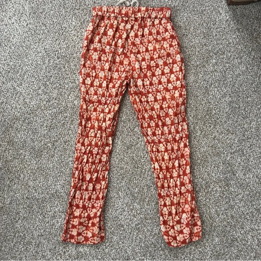 Faherty Orange Pacific Beach Linen Pants Patterned Summer Vacation Comfy XS - Image 6
