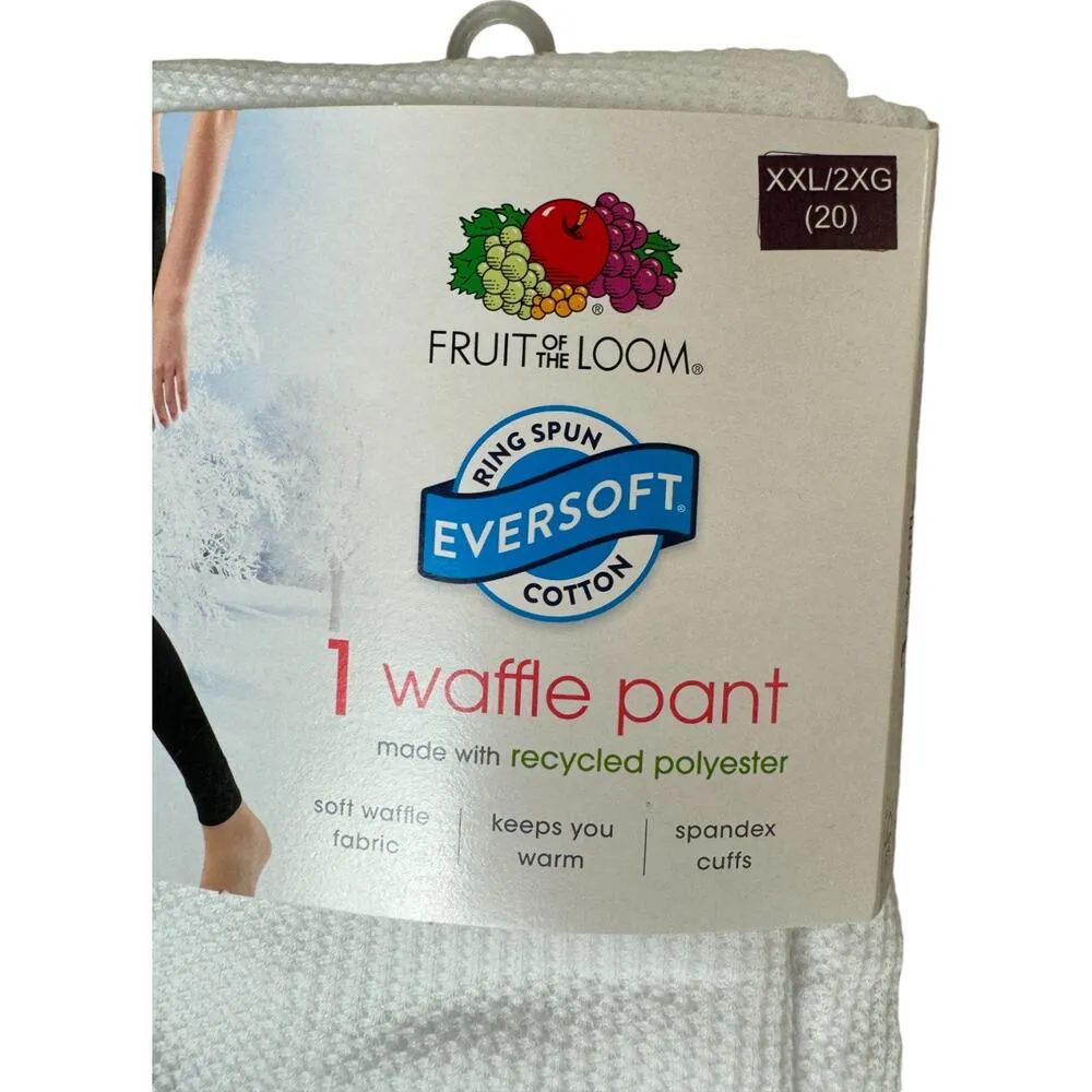 FRUIT of the LOOM Womens XXL (20) Eversoft Waffle Thermal Bottoms Pant White - Image 7