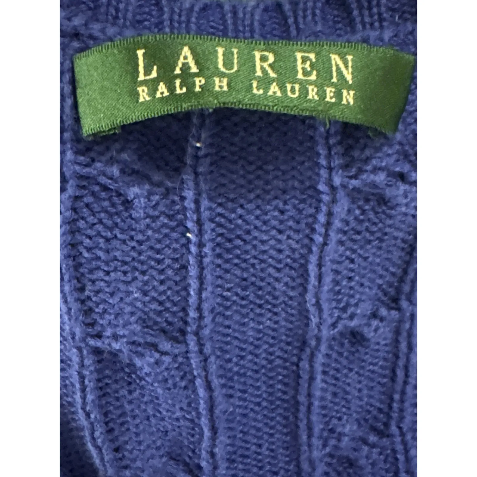 Lauren Ralph Lauren Royal Blue Cable Knit V Neck Tunic Sweater Women's Size XL - Image 7