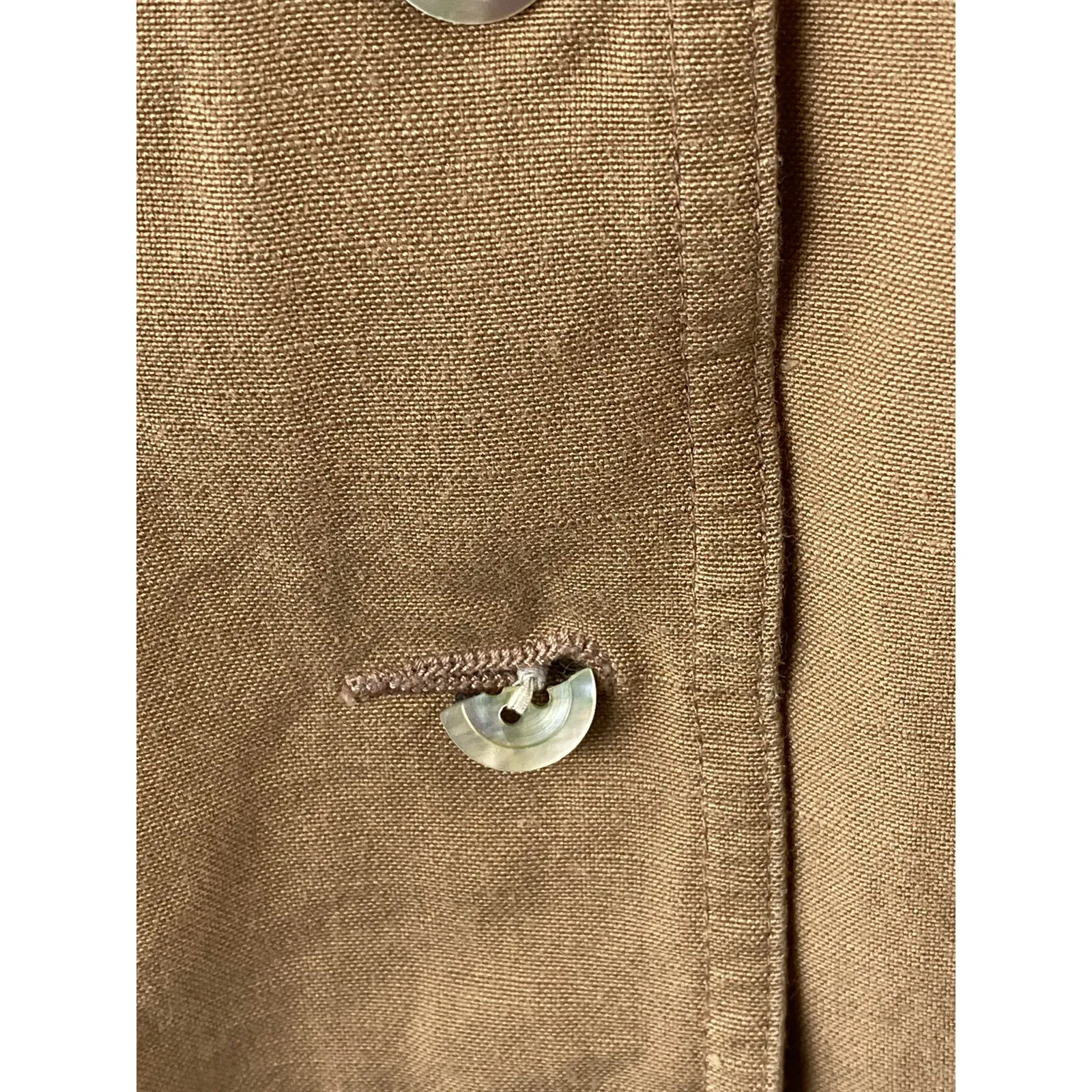 Emma James Women's Beige Linen Collared 3/4 Sleeves Button Down Shirt Top Sz 12P - Image 3