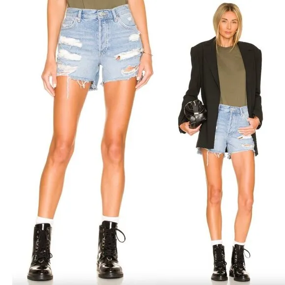 FREE PEOPLE x We The Free Maggie Mid Rise Short in Wash Kiss Me Size US 25 - Image 2