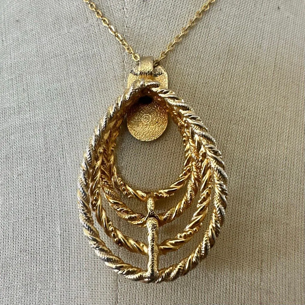 Vintage Sarah Coventry Layered Rope Teardrop Gold - Image 3