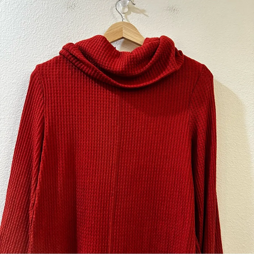 Anthropologie Meadow Rue Rust Waffle Knit Cowl Neck Tunic Sweater Size XS - Image 7