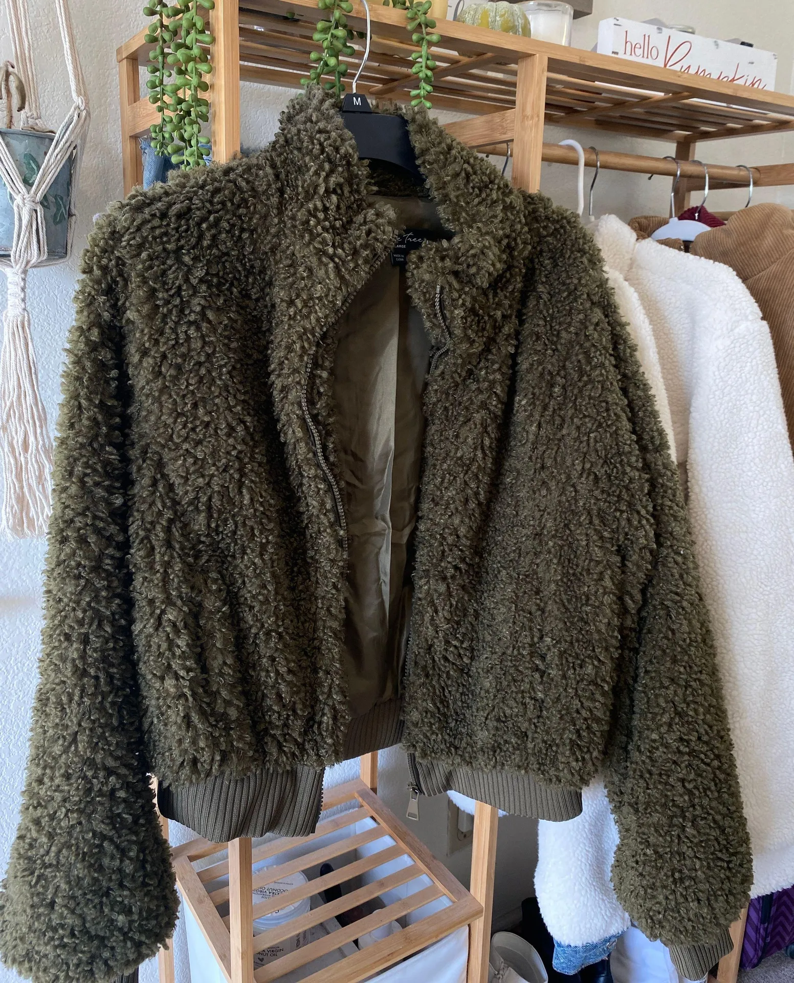 Boutique Green Fuzzy Jacket - Image 2