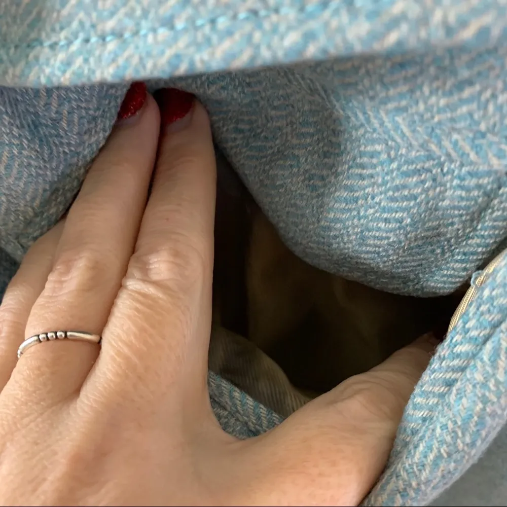 Faconnable Sky Blue Wool Blend Herringbone Jacket - Image 4